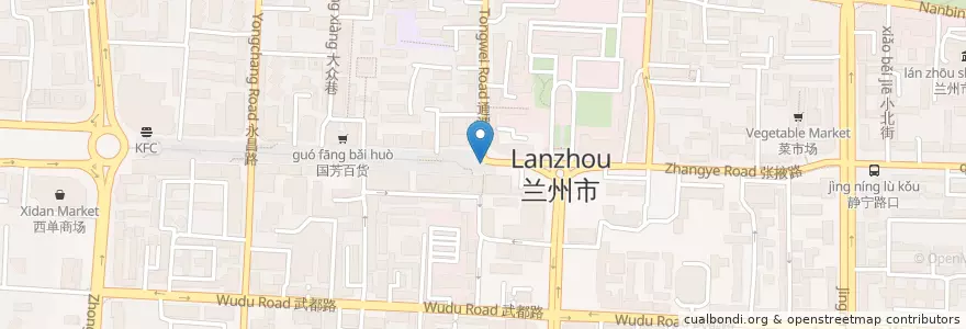 Mapa de ubicacion de 新世界百货 en China, Gansu, 兰州市 (Lanzhou), 城关区, 张掖路街道.