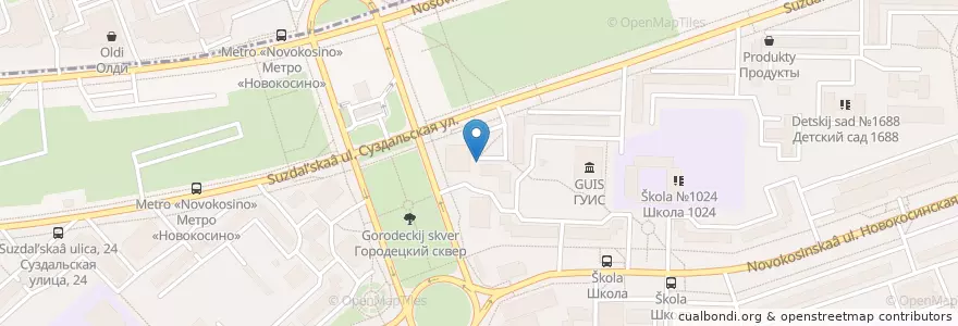 Mapa de ubicacion de Суши Wok en Rusia, Distrito Federal Central, Москва, Восточный Административный Округ, Район Новокосино.