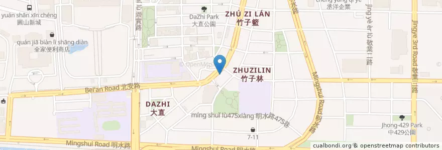 Mapa de ubicacion de 博登藥局 en Taiwan, Nuova Taipei, Taipei, Distretto Di Zhongshan.