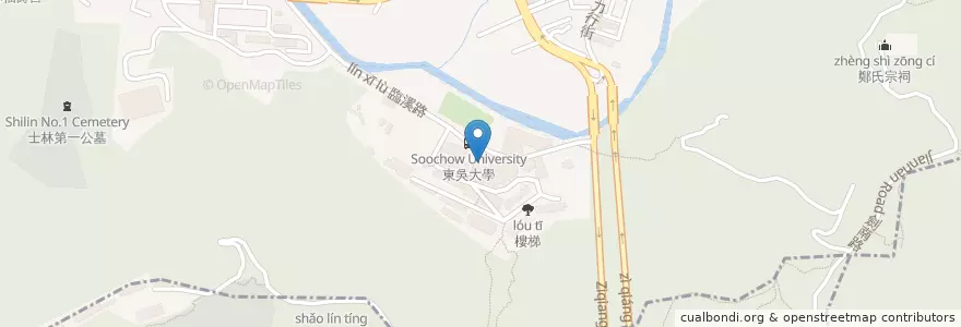 Mapa de ubicacion de 東吳大學郵局 en 台湾, 新北市, 台北市, 士林区.