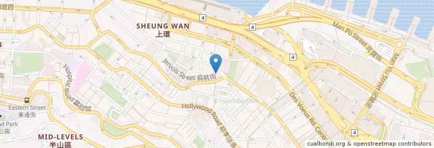 Mapa de ubicacion de CoCo Espresso en 중국, 광둥성, 홍콩, 홍콩섬, 신제, 中西區 Central And Western District.