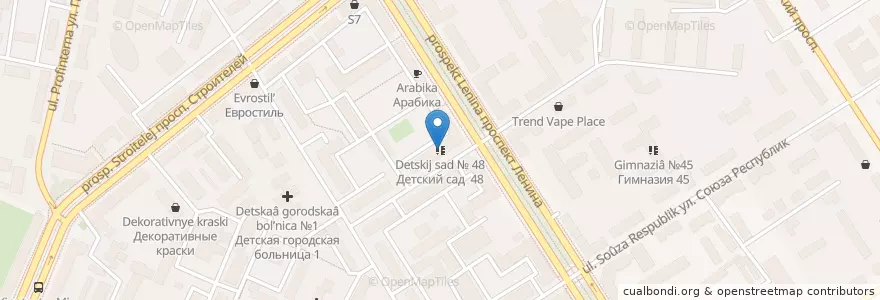 Mapa de ubicacion de Детский сад № 48 en ロシア, シベリア連邦管区, アルタイ地方, バルナウル管区.