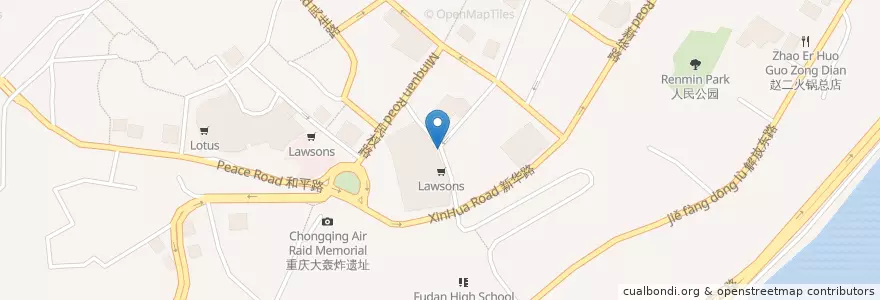 Mapa de ubicacion de KFC en China, Chongqing, 重庆市中心.