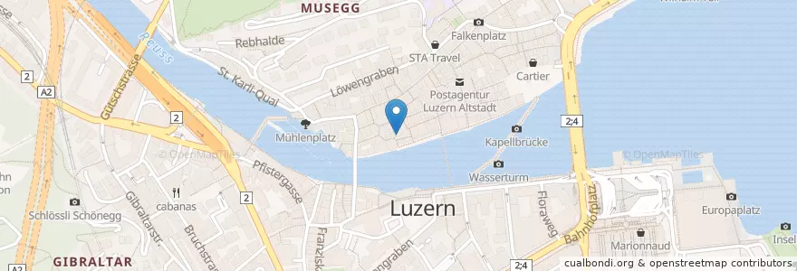 Mapa de ubicacion de Fondue House Du Pont en Schweiz, Luzern, Luzern.