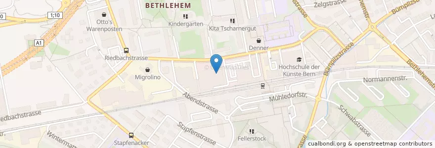 Mapa de ubicacion de Restaurant BBL - Chez Gustave & Caffè Liscio en Suiza, Berna, Verwaltungsregion Bern-Mittelland, Verwaltungskreis Bern-Mittelland, Bern.