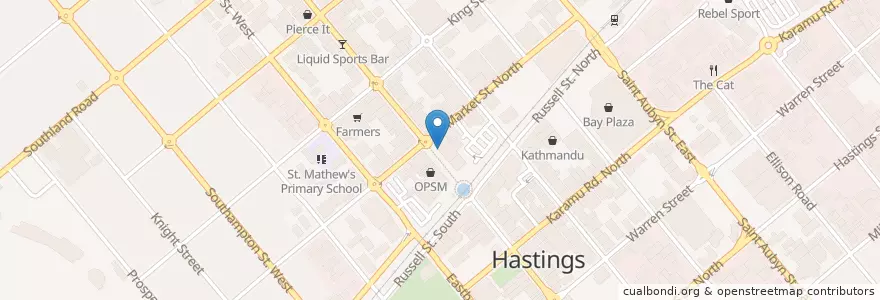 Mapa de ubicacion de BJs coffee house en Nova Zelândia, Hawke's Bay, Hastings District.