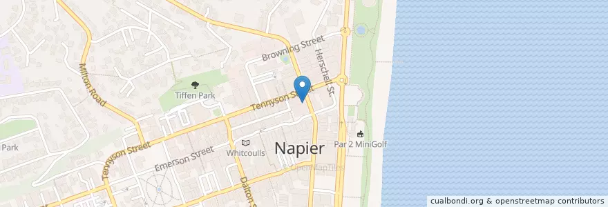 Mapa de ubicacion de The Cri en Nueva Zelanda, Hawke's Bay, Napier City.
