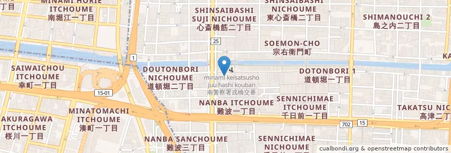 Mapa de ubicacion de 키무카츠 돈가스 en 일본, 오사카부, 오사카, 中央区.