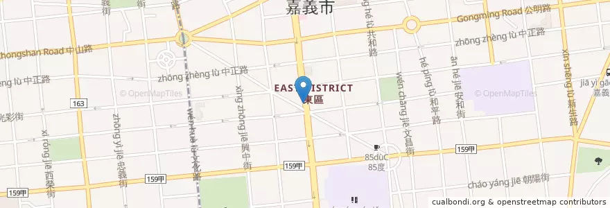 Mapa de ubicacion de 廣記素食 en Taiwan, 臺灣省, 嘉義市, Condado De Chiayi, 東區.