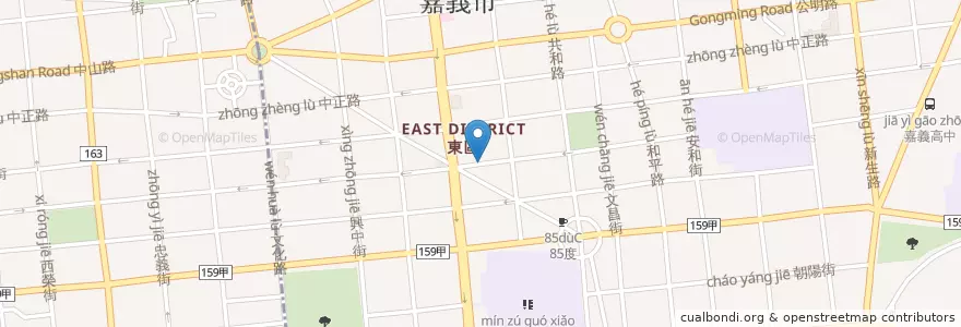 Mapa de ubicacion de 北港蝦仁飯 en 臺灣, 臺灣省, 嘉義市, 嘉義縣, 東區.