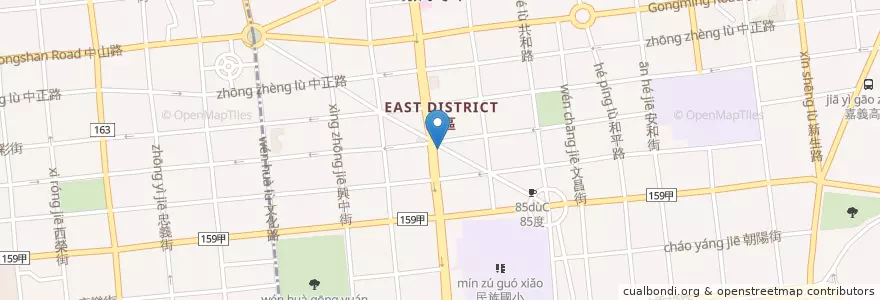 Mapa de ubicacion de 金門肉粥 en 台湾, 台湾省, 嘉義市, 嘉義県, 東区.