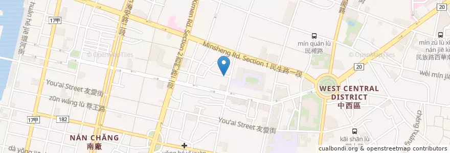 Mapa de ubicacion de 醒醒文化本店 en Taiwán, 臺南市, 中西區.
