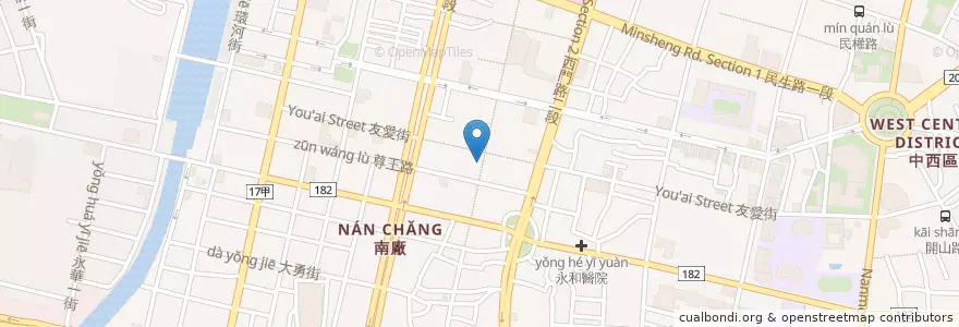 Mapa de ubicacion de 富發販賣機 en 臺灣, 臺南市, 中西區.