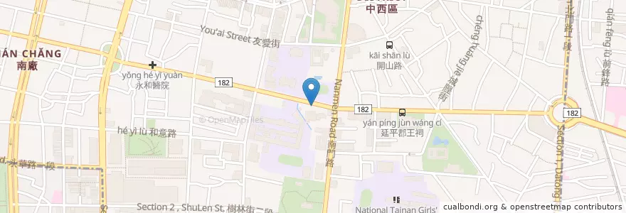 Mapa de ubicacion de 塔蒂諾Tra di noi en Taiwan, Tainan, 中西區.