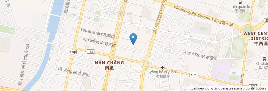 Mapa de ubicacion de 熱樂煎乳酪三明治 en 臺灣, 臺南市, 中西區.