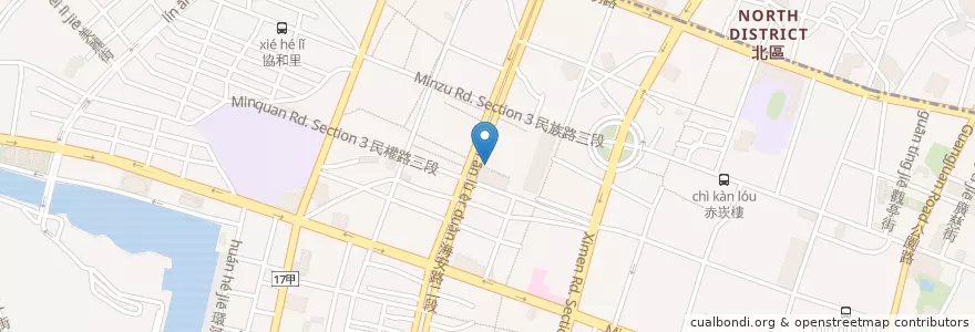 Mapa de ubicacion de 老果匠販賣機 en 臺灣, 臺南市, 中西區.