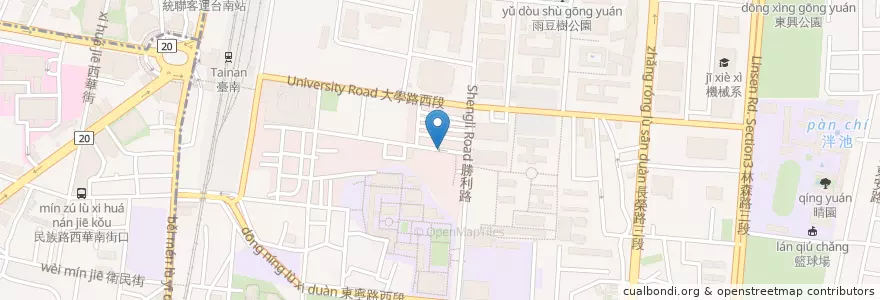 Mapa de ubicacion de 御奶販賣機 en 타이완, 타이난 시, 둥구.