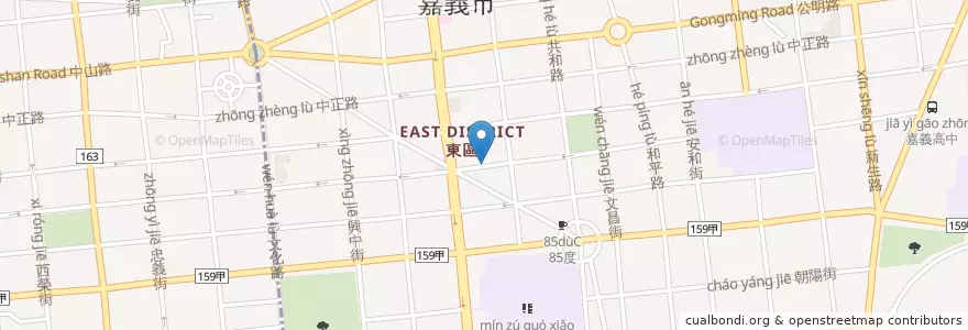 Mapa de ubicacion de 溫洲川味牛肉麵 en Тайвань, Тайвань, Цзяи, Цзяи, 東區.