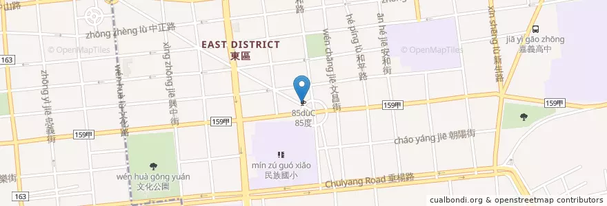 Mapa de ubicacion de 85度C en Taiwan, Taiwan, Chiayi, Landkreis Chiayi, 東區.