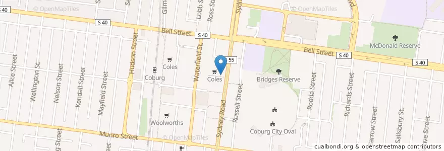 Mapa de ubicacion de Domino's en أستراليا, ولاية فيكتوريا, City Of Moreland.
