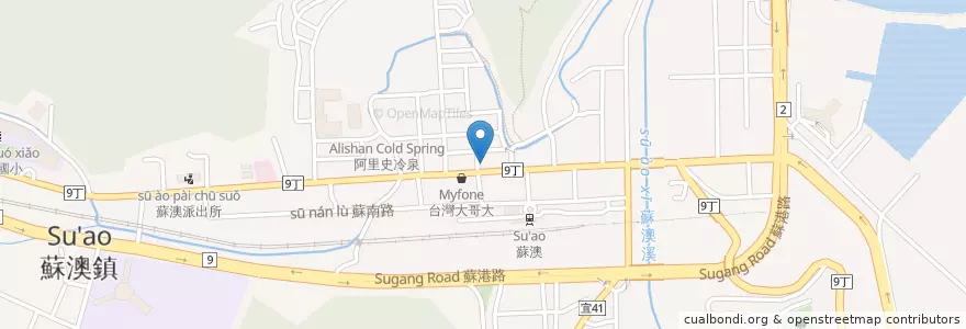Mapa de ubicacion de 臺灣中小企業銀行 en تايوان, مقاطعة تايوان, 宜蘭縣, 蘇澳鎮.