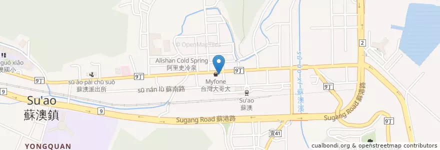 Mapa de ubicacion de 臺灣銀行 en Taiwan, Provincia Di Taiwan, 宜蘭縣, 蘇澳鎮.