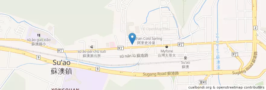 Mapa de ubicacion de Sanma Hotpot en Taiwan, Taiwan Province, Yilan County, Su'ao Township.