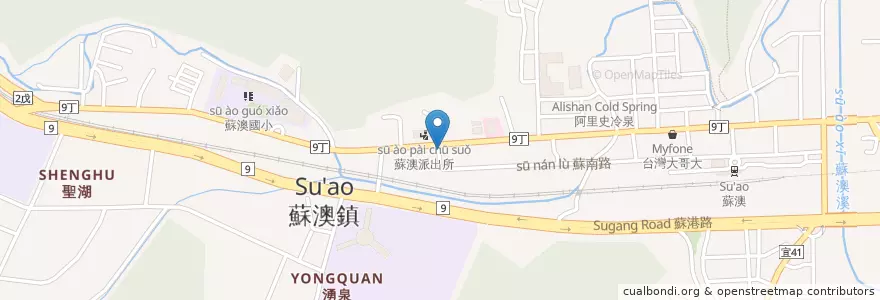Mapa de ubicacion de 大祾牛肉麵 en تايوان, مقاطعة تايوان, 宜蘭縣, 蘇澳鎮.