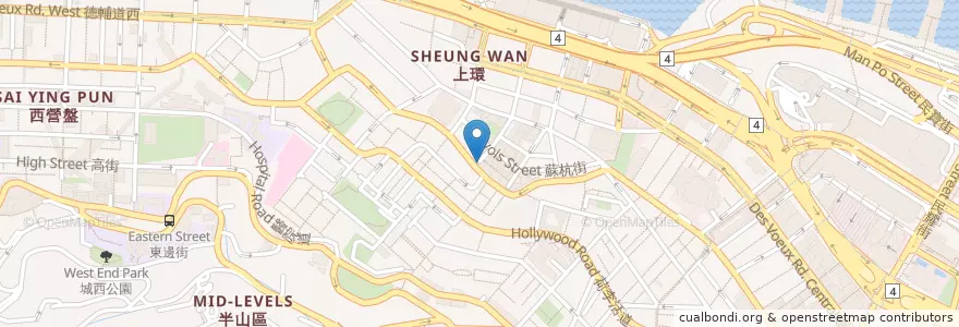 Mapa de ubicacion de The Cupping Room - Sheung Wan en China, Provincia De Cantón, Hong Kong, Isla De Hong Kong, Nuevos Territorios, 中西區 Central And Western District.