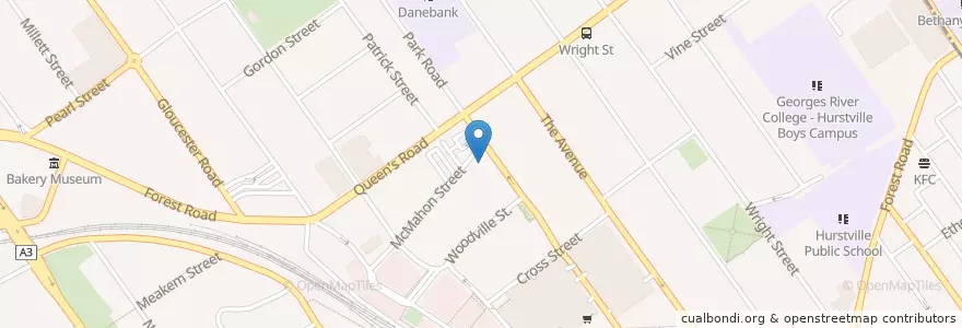 Mapa de ubicacion de Hurstville Presbyterian Church en أستراليا, نيوساوث ويلز, Georges River Council, Sydney.
