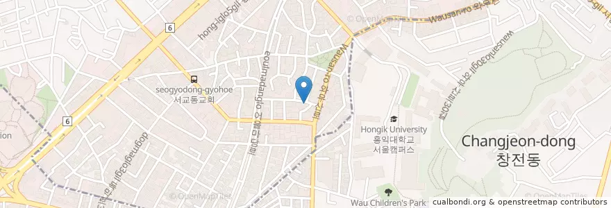 Mapa de ubicacion de Burger B en كوريا الجنوبية, سول, 마포구, 서교동.