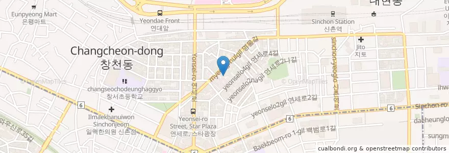 Mapa de ubicacion de Byeokjae galbi en 대한민국, 서울, 마포구.