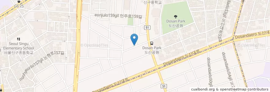 Mapa de ubicacion de East Village en South Korea, Seoul, Gangnam-Gu.