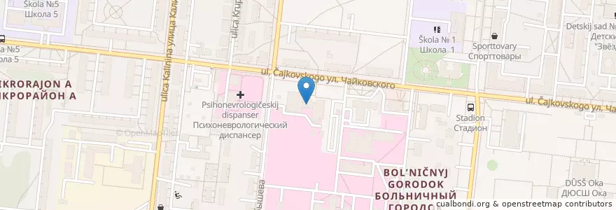 Mapa de ubicacion de Взрослая поликлиника en Rusia, Distrito Federal Central, Óblast De Moscú, Городской Округ Ступино.