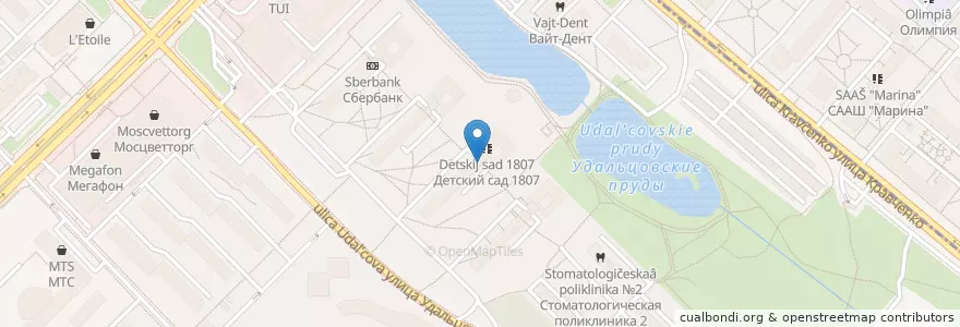 Mapa de ubicacion de Новадент en Russie, District Fédéral Central, Moscou, Западный Административный Округ, Район Проспект Вернадского.