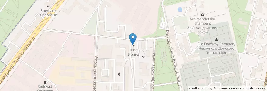 Mapa de ubicacion de Ирина en Россия, Центральный Федеральный Округ, Москва, Южный Административный Округ, Донской Район.