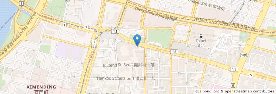 Mapa de ubicacion de Subway-忠孝重慶店 en Taiwan, New Taipei, Taipei, Zhongzheng District.