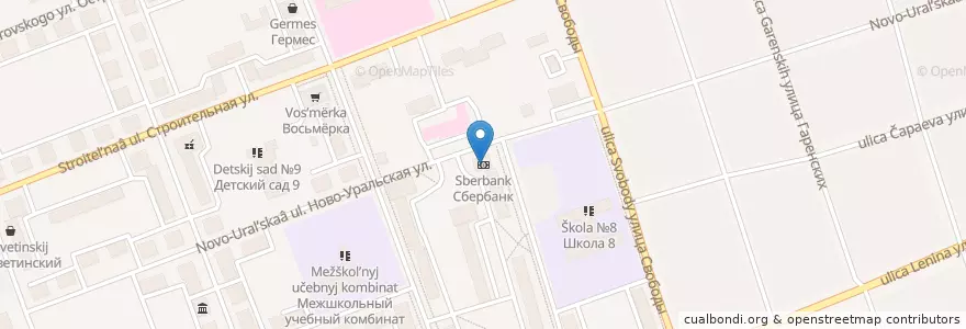 Mapa de ubicacion de Сбербанк en Russland, Föderationskreis Ural, Oblast Swerdlowsk, Горнозаводской Управленческий Округ, Городской Округ Верхний Тагил.