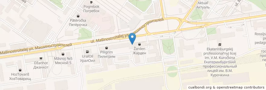 Mapa de ubicacion de УБРиР en Russie, District Fédéral De L'Oural, Oblast De Sverdlovsk, Городской Округ Екатеринбург.