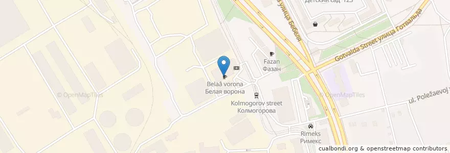 Mapa de ubicacion de Белая ворона en ロシア, ウラル連邦管区, スヴェルドロフスク州, エカテリンブルク管区.
