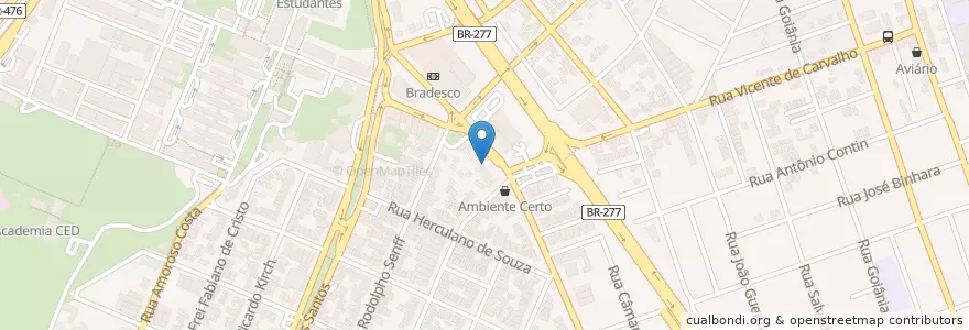 Mapa de ubicacion de CEOM en 巴西, 南部, 巴拉那, Região Geográfica Intermediária De Curitiba, Região Metropolitana De Curitiba, Microrregião De Curitiba, 库里蒂巴.