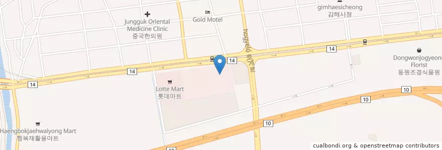 Mapa de ubicacion de 김해부원롯데시네마 en 대한민국, 경상남도, 김해시.