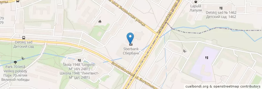 Mapa de ubicacion de Сбербанк en Rusland, Centraal Federaal District, Moskou, Юго-Западный Административный Округ, Район Черёмушки.