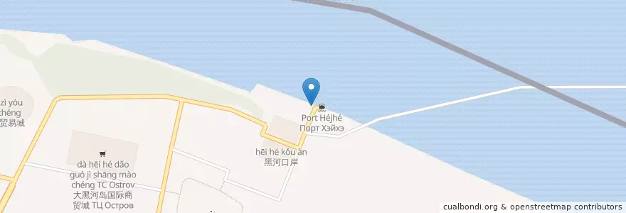 Mapa de ubicacion de 黑河港 / Порт Хэйхэ en Çin, Heilongjiang, 黑河市, 爱辉区, 幸福乡.
