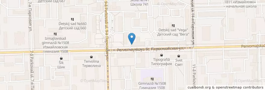 Mapa de ubicacion de Опека en Rússia, Distrito Federal Central, Москва, Восточный Административный Округ, Район Измайлово.