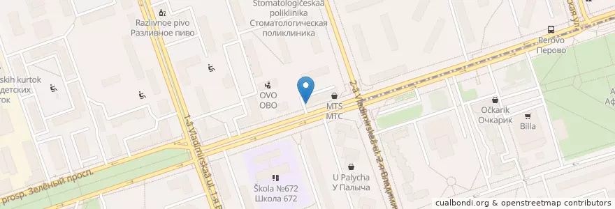 Mapa de ubicacion de Почта Банк en ロシア, 中央連邦管区, モスクワ, Восточный Административный Округ, Район Перово.