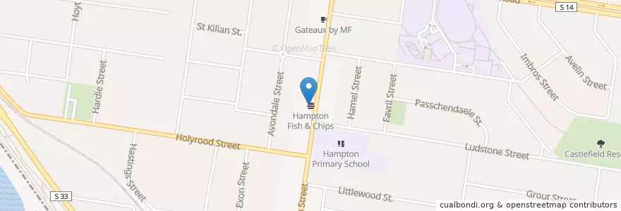 Mapa de ubicacion de Hampton Fish & Chips en Australia, Victoria, City Of Bayside.