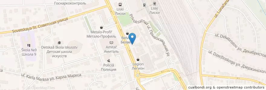 Mapa de ubicacion de Аптека от склада en Rusia, Distrito Federal Central, Óblast De Vorónezh, Лискинский Район, Городское Поселение Лиски.