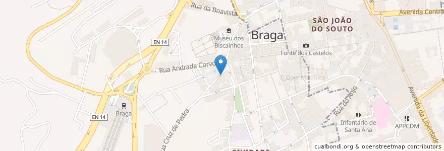 Mapa de ubicacion de Cruz Sobral en Portugal, Norte, Braga, Cávado, Braga, Maximinos, Sé E Cividade.