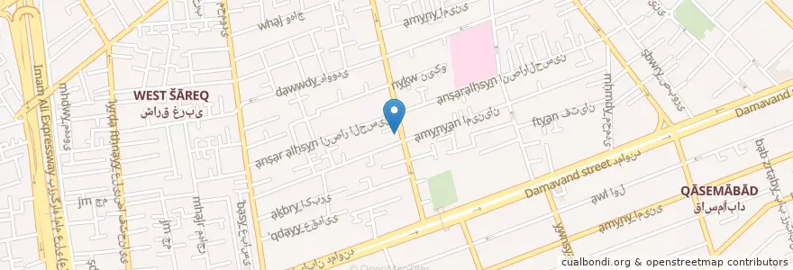 Mapa de ubicacion de مسجد خاتم الاوصیا en İran, Tahran Eyaleti, شهرستان تهران, Tahran, بخش مرکزی شهرستان تهران.